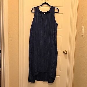J.Jill Love Linen Dark Blue Pinstripe Dress Size XL